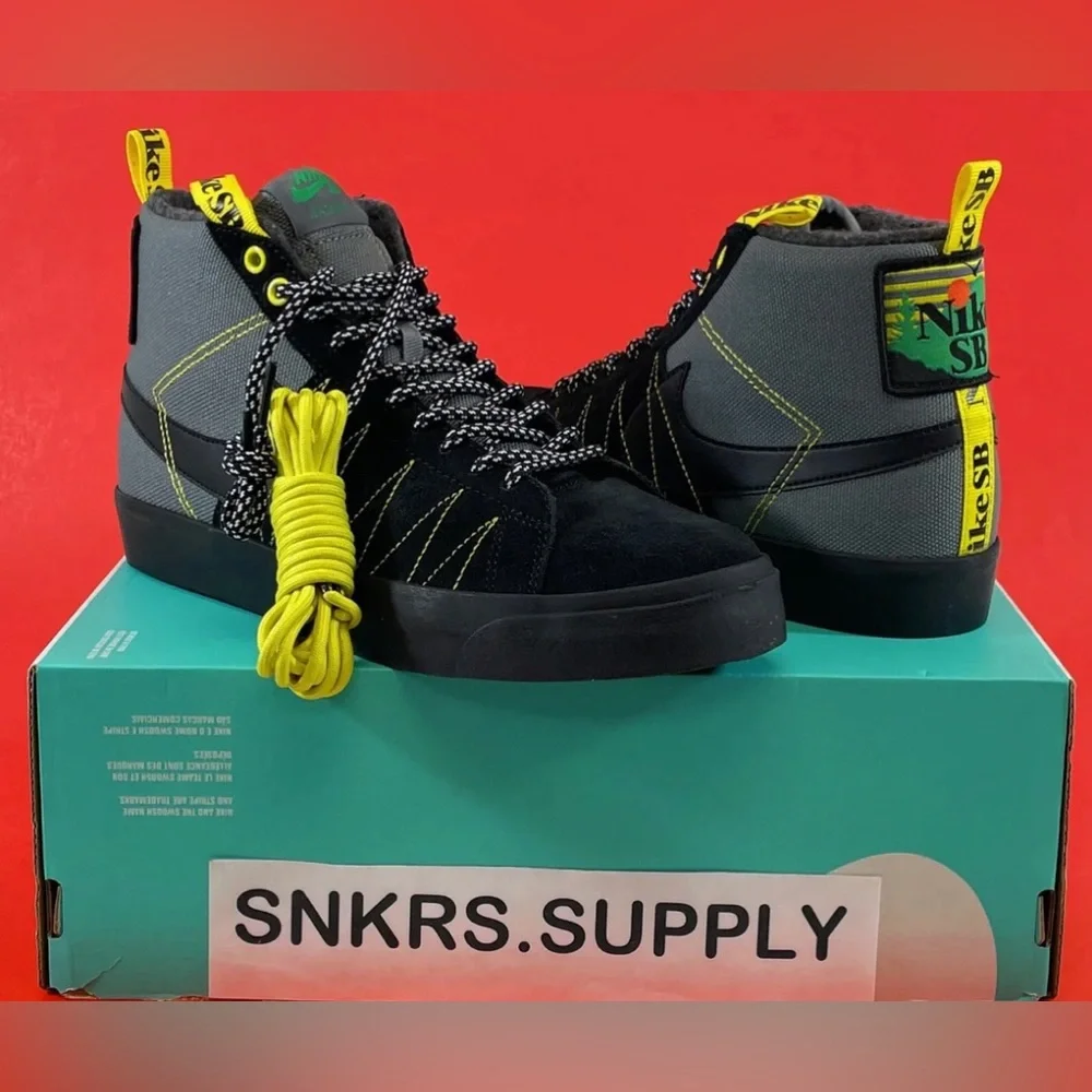 Nike High-Top Skate Sneakers in Black, Gray & Yellow